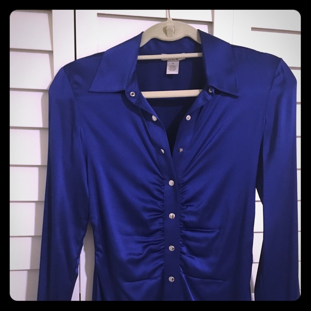 Royal blue silk blouse from Caché